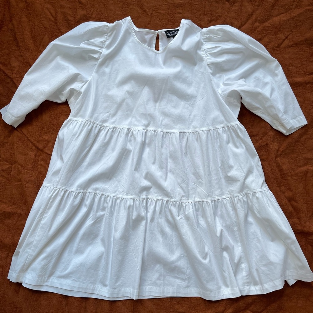 Danielle Bernstein White Ruffled Minimalistic Dress